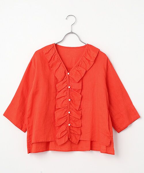 Harriss / ハリス シャツ・ブラウス | リネンフリルブラウス（レッド）