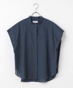 Harris バンドカラーシャツ 42 青白ストライプ 引き締まるシャツを一枚 HARRISS（ハリス） バンドカラーシャツ