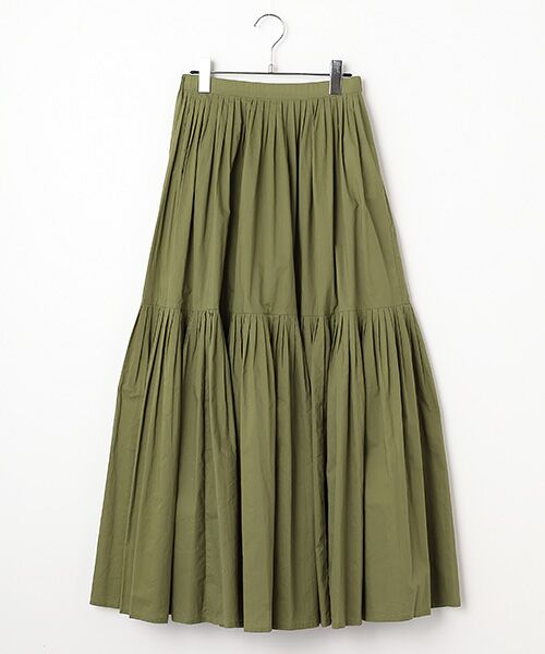 Harriss / ハリス ロング・マキシ丈スカート | タックマキシティアードスカート（カーキグリーン）