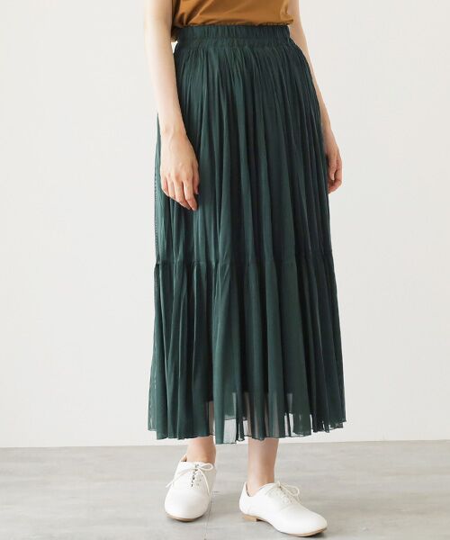 Harriss / ハリス ロング・マキシ丈スカート | プリーツスカート（ダークグリーン）
