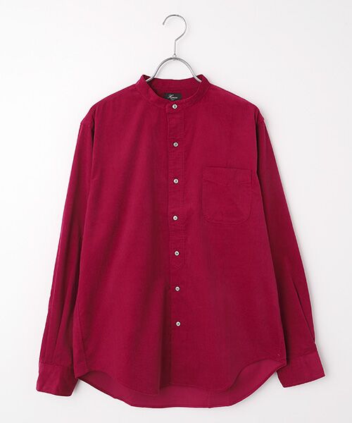 Harriss/ハリス P/O風バンドカラーシャツコンフォートフィット RED L Harriss/ハリス P/O風バンドカラーシャツコンフォートフィット RED L