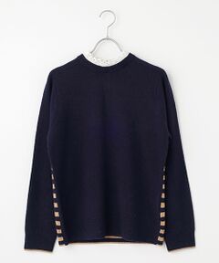 綿レースフリル衿付キクルーセーター