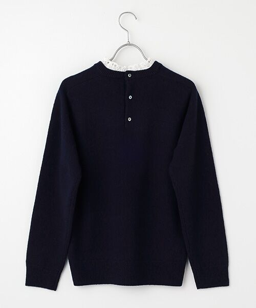 Harriss / ハリス ニット・セーター | 綿レースフリル衿付キクルーセーター | 詳細1