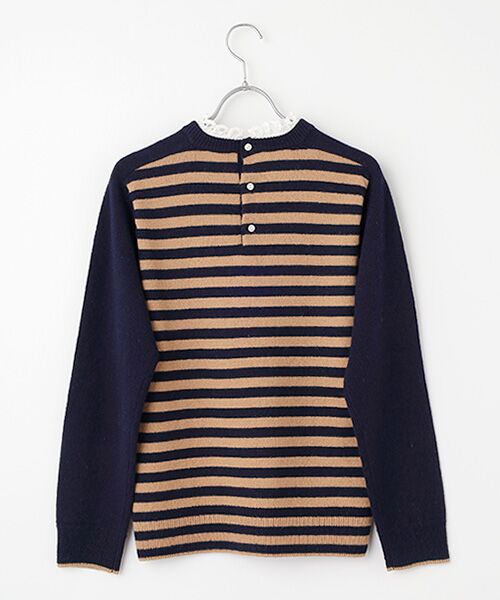 Harriss / ハリス ニット・セーター | 綿レースフリル衿付キクルーセーター | 詳細7