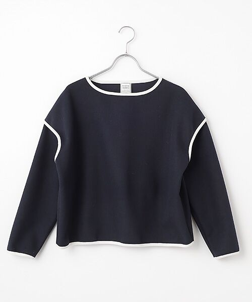 Harriss / ハリス カットソー | カラーパイピングトップ（ネイビーブルー）