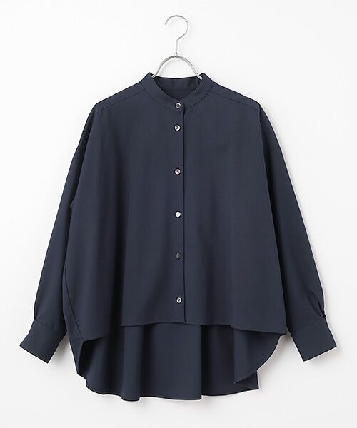 Harriss / ハリス シャツ・ブラウス | バンドカラーチュニックブラウス（ネイビーブルー）