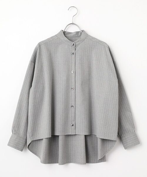Harriss / ハリス シャツ・ブラウス | バンドカラーチュニックブラウス（ライトグレー）