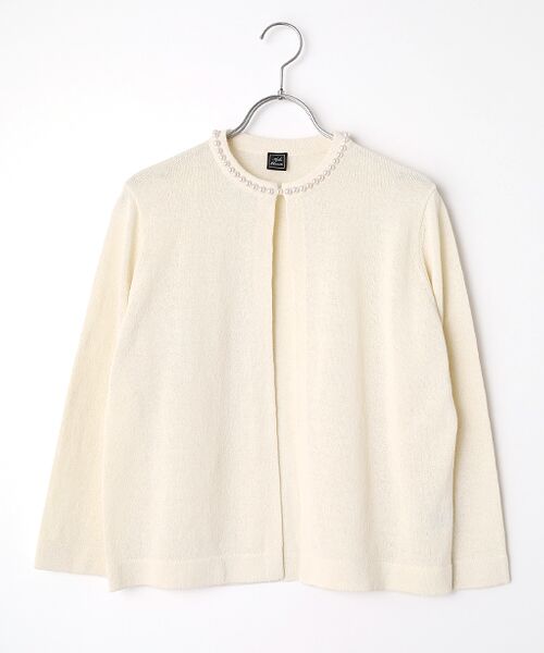 Harriss / ハリス カーディガン・ボレロ | パール付きクルーカーデ（生成色）