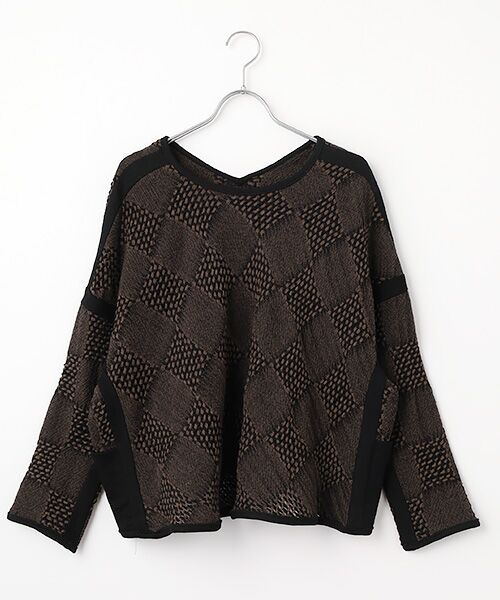 Harriss / ハリス シャツ・ブラウス | 切り替えチェックブラウス（ダークブラウン）