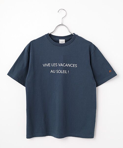 Harriss / ハリス Tシャツ | Vive le〜柄（ネイビーブルー）