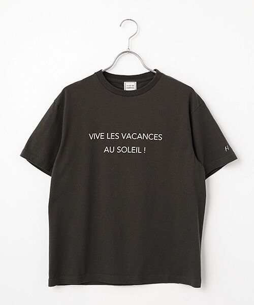 Harriss / ハリス Tシャツ | Vive le〜柄（チャコールグレー）