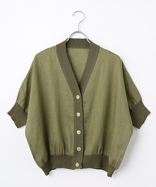 Harriss / ハリス カーディガン・ボレロ | リネンシャツカーディガン（カーキグリーン）