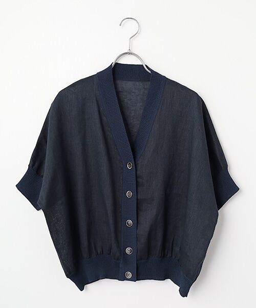 Harriss / ハリス カーディガン・ボレロ | リネンシャツカーディガン（ネイビーブルー）