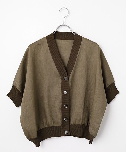 Harriss / ハリス カーディガン・ボレロ | リネンシャツカーディガン（ブラウン）