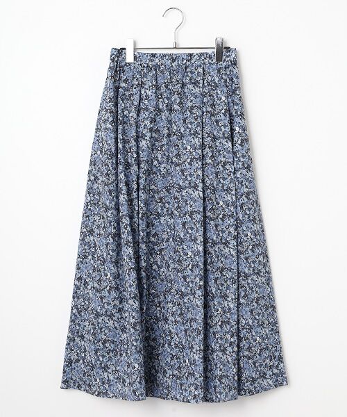 Harriss / ハリス ロング・マキシ丈スカート | オリジナルプリントギャザースカート（ネイビーブルー）