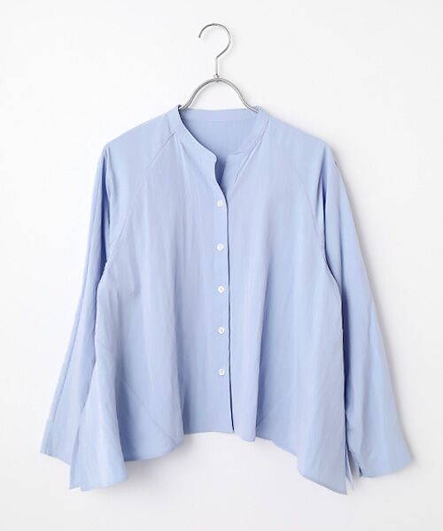 Harriss / ハリス シャツ・ブラウス | イレギュラーヘムバンドカラーブラウス（サックスブルー）
