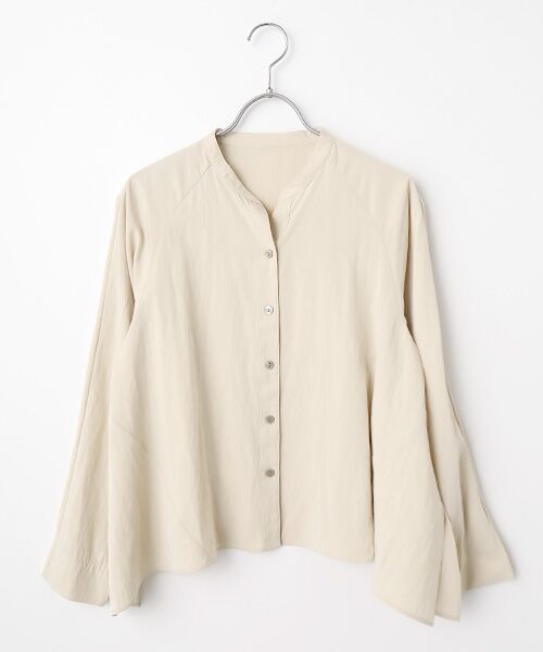 Harriss / ハリス シャツ・ブラウス | イレギュラーヘムバンドカラーブラウス（サンドベージュ）