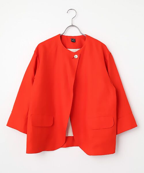 Harriss / ハリス ノーカラージャケット | ノーカラーカーデブルゾン（ボルドー）