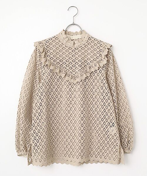 Harriss / ハリス シャツ・ブラウス | フリルレースブラウス（カーキベージュ）