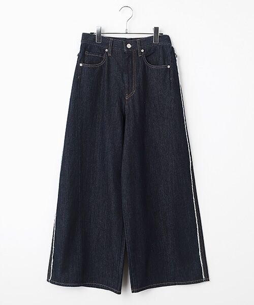 Harriss / ハリス デニムパンツ | フリンジ５ポケットワイドパンツ（ブルー）
