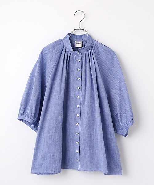 Harriss / ハリス シャツ・ブラウス | ボリュームスリーブミニカラーシャツ（ブルー）
