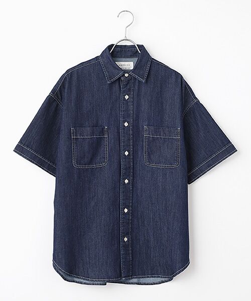 Harriss / ハリス シャツ・ブラウス | ハーフスリーブオーバーシャツ（ネイビーブルー）