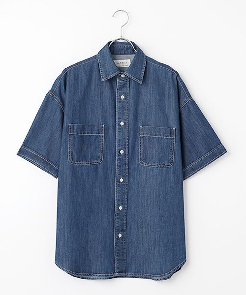 Harriss / ハリス シャツ・ブラウス | ハーフスリーブオーバーシャツ（インクブルー）