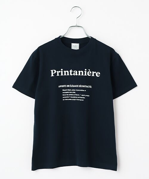 Harriss / ハリス Tシャツ | Printanièreプリント（ネイビーブルー）