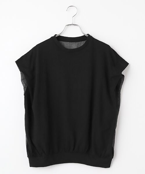 Harriss / ハリス カットソー | 異素材コンビ袖口タックカットソープルオーバー（ブラック）