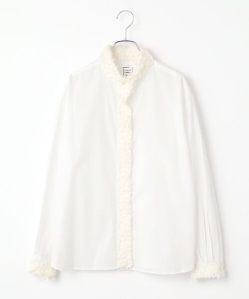 Harriss / ハリス シャツ・ブラウス | カットジャカードトリミングシャツ（ホワイト）