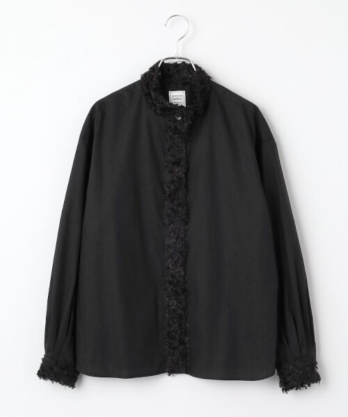 Harriss / ハリス シャツ・ブラウス | カットジャカードトリミングシャツ（ブラック）