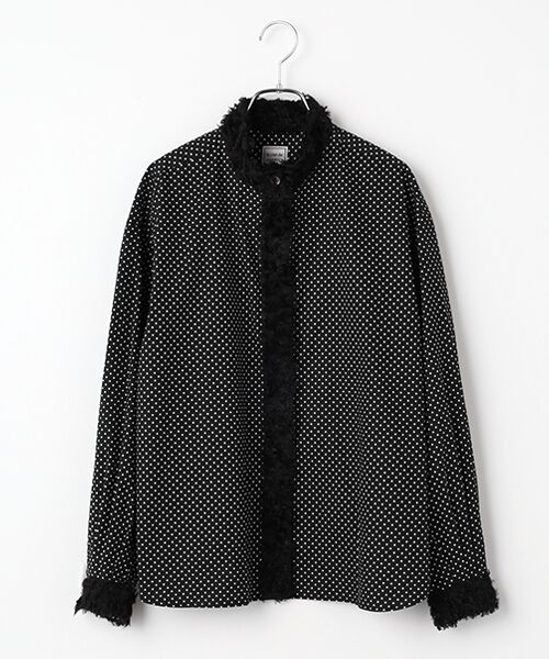 Harriss / ハリス シャツ・ブラウス | カットジャカードトリミングシャツ（チャコールグレー）