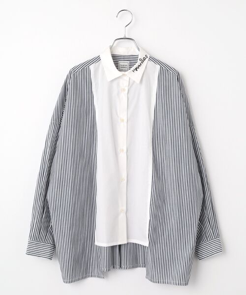 Harriss / ハリス シャツ・ブラウス | 変形クレリックワイドシャツ（ブルー）