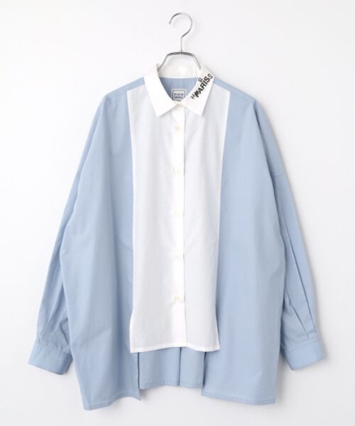 Harriss / ハリス シャツ・ブラウス | 変形クレリックワイドシャツ（サックスブルー）