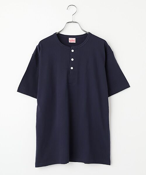 Healthknit / ヘルスニット Tシャツ | トンプキンス　ヘンリーネック半袖Tシャツ（ネイビー）