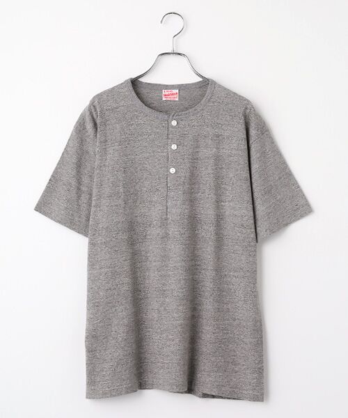 Healthknit / ヘルスニット Tシャツ | トンプキンス　ヘンリーネック半袖Tシャツ（ヘザーグレー）