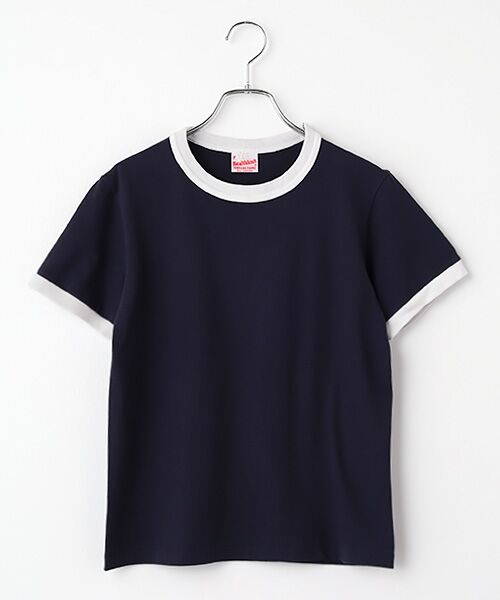 Healthknit / ヘルスニット Tシャツ | 【レディース】トンプキンス　リンガークルーネック半袖Tシャツ（ネイビー×オフ）