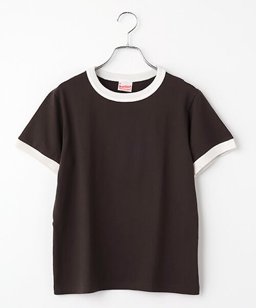 Healthknit / ヘルスニット Tシャツ | 【レディース】トンプキンス　リンガークルーネック半袖Tシャツ（ヴィンテージブラック×オフ）