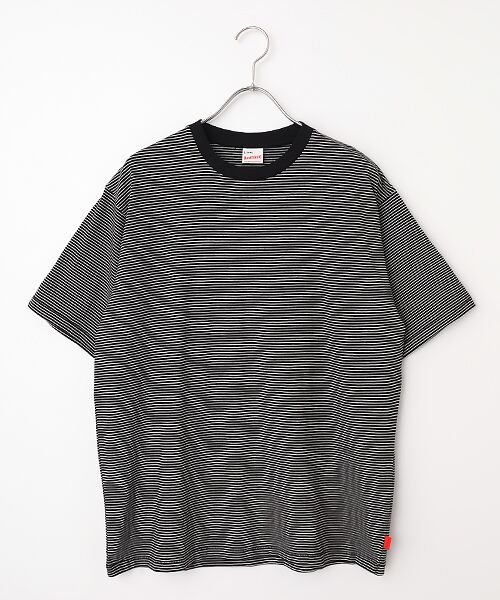 Healthknit / ヘルスニット Tシャツ | ナローボーダー　クルーネック半袖Tシャツ（ブラック×ナチュラル）