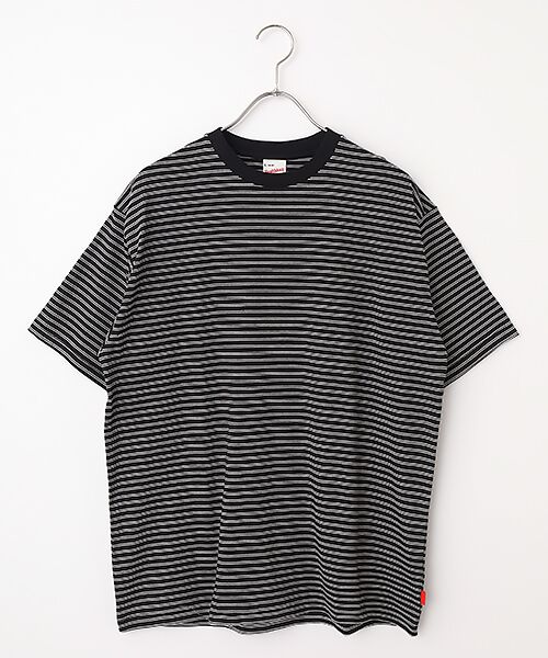 Healthknit / ヘルスニット Tシャツ | クラシックボーダー　クルーネック半袖Tシャツ（ブラック×ナチュラル）