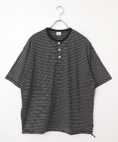 Healthknit / ヘルスニット Tシャツ | クラシックボーダー　ワイドヘンリーネック半袖Tシャツ
