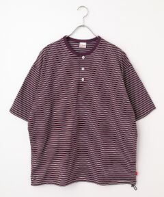 Healthknit / ヘルスニット Tシャツ | クラシックボーダー　ワイドヘンリーネック半袖Tシャツ