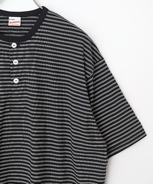 Healthknit / ヘルスニット Tシャツ | クラシックボーダー　ワイドヘンリーネック半袖Tシャツ | 詳細2