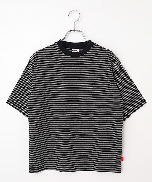 Healthknit / ヘルスニット Tシャツ | 【レディース】 クラシックボーダー　クルーネック半袖Tシャツ（ブラック×ナチュラル）