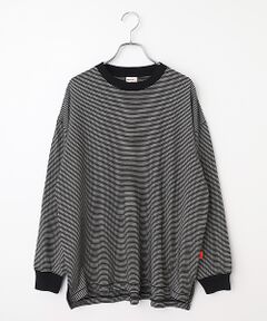 Healthknit / ヘルスニット Tシャツ | 【レディース】　ナローボーダー　サイドスリット　クルーネック長袖Tシャツ