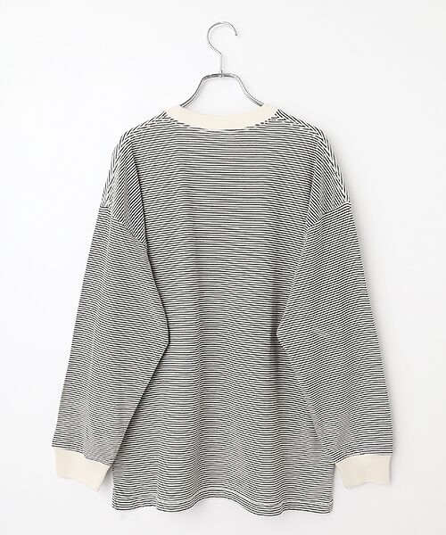 Healthknit / ヘルスニット Tシャツ | 【レディース】　ナローボーダー　サイドスリット　クルーネック長袖Tシャツ | 詳細1