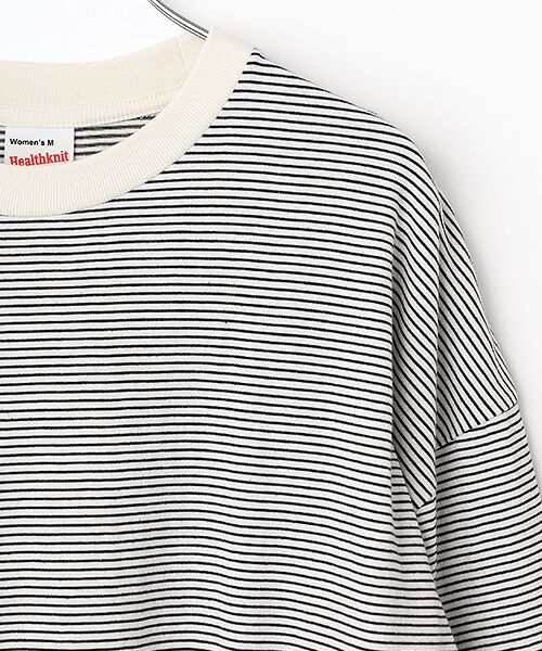 Healthknit / ヘルスニット Tシャツ | 【レディース】　ナローボーダー　サイドスリット　クルーネック長袖Tシャツ | 詳細2