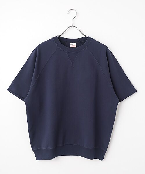 Healthknit / ヘルスニット スウェット | フェーデッドライトウェイトスウェット　カットオフクルーネック半袖（ネイビー）
