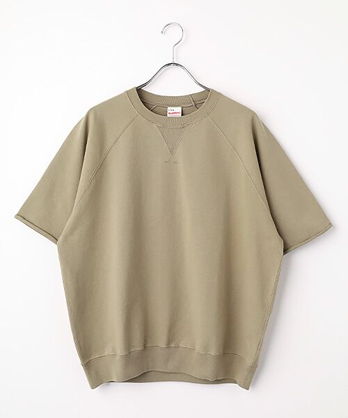 Healthknit / ヘルスニット スウェット | フェーデッドライトウェイトスウェット　カットオフクルーネック半袖（サンドベージュ）
