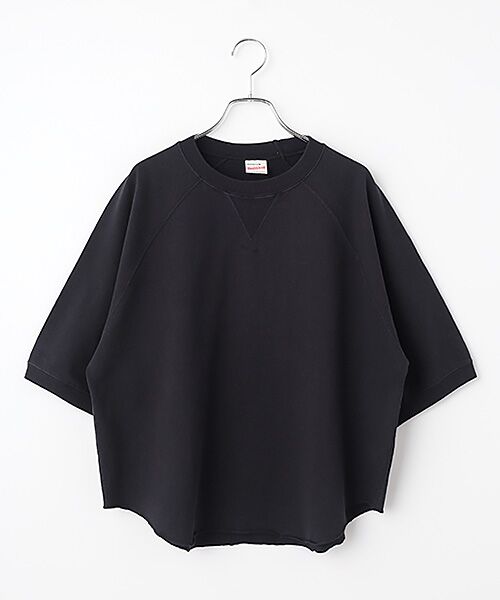 Healthknit / ヘルスニット スウェット | 【レディース】　フェーデッドライトウェイトスウェット　カットオフクルーネック半袖（ブラック）